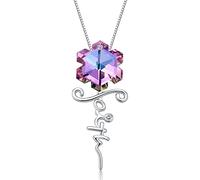 StoryMidir Snowflake Necklace 925 Sterling Silver Faith Cross Necklace Christmas Necklace Snowflower Pendant Jewelry Gifts Christian Necklace for Women