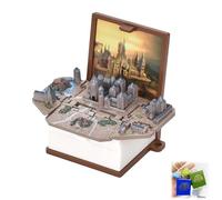 Storypop Keychain, Mini 3D Pop up Book Keychain, 2025 New Storypop Keychain Space, 3D Books Keychain(Brown Castle)