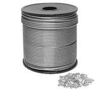 Storystore 2mm Wire Rope 100m, 304 Stainless Steel Wire Cable Rope Heavy Duty 7x7 Cross Section, 275kg Breaking Load stainless steel cable with 100 Pcs Aluminum Crimping Loop Sleeve
