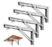 Storystore Folding Metal Shelf Brackets - Heavy Duty Stainless Steel Collapsible Shelf Bracket for Bench Table, Space Saving DIY Bracket, Max Load: 550lb