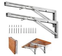 Storystore Folding Shelf Brackets - 22 Inch Heavy Duty Stainless Steel Shelf Bracket for Bench Table Space Saving DIY Bracket Max Load Capacity 550 lbs (Pack of 2)