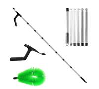 Storystore Gutter Cleaning Tool, 240cm Extendable Roof Gutter Cleaner Equipment, Gutter Cleaning Brush & Leaf Shovel & 6 Pcs Telescopic Poles for Cleaning Leaves Window Gutter Hanging Light Spider