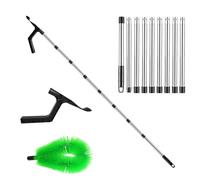 Storystore Gutter Cleaning Tool, 360cm Extendable Roof Gutter Cleaner Equipment, Gutter Cleaning Brush & Leaf Shovel & 9 Pcs Telescopic Poles for Cleaning Leaves Window Gutter Hanging Light Spider