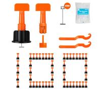 Storystore Tile Leveling System 100pcs Tile Levelers Spacers with 2mm Tile Spacers 500pcs, 2pcs Special Wrenches and 50pcs Steel Pins, Reusable Tile Leveling System Kit for Building Floors Walls