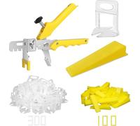 Tile Leveling System Tile Leveling System Kit -3mm Tile Spacers 300Pcs Plus Reusable Wedges 100Pcs with A Tile Leveling Pliers-Floor Wall Tile Levelling System