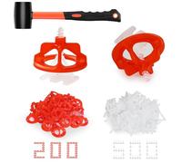 Storystore Tile Leveling System Clips, 500 Pcs Tile Spacers and 200 Pcs Red Cap Tile Leveling Clips for Wall/Floor Ceramic Tile and Stone Installation, Effortless DIY Install, Precision Gap Control