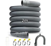 Storystore Washing Machine Drain Hose 2m, Universal Drain Hose Extension Kit with Connector Clip Clamp, Washing Machine Waste Pipe Extension for Washing Machine Dishwasher