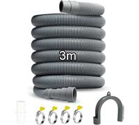 Storystore Washing Machine Drain Hose 3m, Universal Drain Hose Extension Kit with Connector Clip Clamp, Washing Machine Waste Pipe Extension for Washing Machine Dishwasher