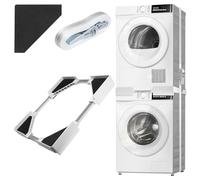 Storystore Washing Machine Stacking Kits, Universal Washer Dryer Stacking Kit, Adjustable Stacking Kits for 42-70cm Washer and Dryer, Stacking Shelf with Anti Vibration Feet and Ratchet Ropes
