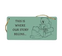 Storytime Beginnings: Plywood Hanging Sign with Teddy Bear Reading Children's Tales - Perfect Idea for Mom and Dad, Father's Day and Mother's Day