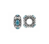 Storywheels Oxidised Silver & Swiss Blue Topaz Charm S448SW - Premium Finish - Sterling Silver