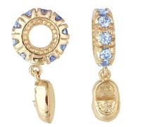 Storywheels Y104Sw Swiss Bt Wheel with Babyshoe Diamond Dangle Containing 9Swiss Blue Topaz, 1Diamond