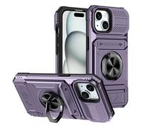 Stoßfest Hülle für iPhone 16 Pro Max/16 Pro/16 Plus/16, Ultradünn Militärschutz Hülle mit Magnetisch Ständer Handyhüllen,Lila,16 Purple