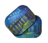 Stotir Premium Metal Rolling Tray with PVC Soft Magnetic Lid, Van Gogh Art Small Tray, Perfect Storage for Home or On-The-Go, 7'' X 5.5''