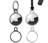 Stouchi [2Pack] Air-Tag Keyring Stainless Steel Air Tag Case Holder Cover with One Keychain and One Strap Simple Set-up Slim Design for Air-Tags Key Finder Air Tags Accessories