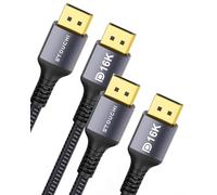 Stouchi 2Pack DisplayPort Cable 2.1 16K DP2.1 Cable [16K@60Hz, 10K@60Hz, 8K@120Hz,4K@240Hz 165Hz 144Hz] Support 80Gbps HDR HDCP 2.2 DSC 1.2a FreeSync G-Sync Display Port2.1 Cord for Gaming Monitor-3M