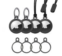 Stouchi 4 Pack TPU Case with 4 Pack Stainless Steel Keyring, Loop Secure Holder Protective Cover Scratch-Resistant Minimalist Design Compatible with 2021 New