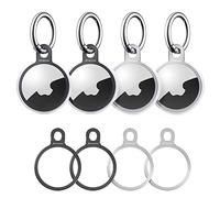 Stouchi [4Pack] Air-Tag Keyring Stainless Steel Air Tag Case Holder Cover with 4 Keychains Simple Set-up Slim Design for Air-Tags Key Finder Air Tags Accessories