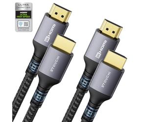 Stouchi 8K Ultra High Speed HDMI® Cable 3m(10ft) 2 Pack HD 48 Gbp/s High Speed 8K60 4K120 144Hz RTX 3080 eARC HDR10 4: 4: 4 HDCP 2.2 & 2.3 Dolby Compatible with Roku TV / PS5 / Xbox Series X