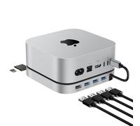 Stouchi Mac Mini Dock for Mac Mini M4/M4 Pro 2024, M4 Hub with 3X USB 3.0(5Gbps), 1XUSB 2.0, Micro/SD Readers(104Mbps), TF Card Readers(104Mbps), Without SSD - Silver