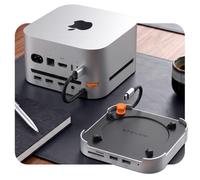 Stouchi Mac mini M6, M5 Pro, M4 Dock Stand with NVMe SATA SSD Enclosure | 10Gbps | Easy Power Button | Stable Wi-Fi | 2* USB A 10Gbps, 4K@60Hz HDMI, SD/TF Slot, 2* USB A, Audio 3.5mm | for M4/M5/M6