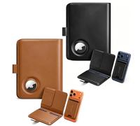 Stouchi Passport Holder Airtag Wallet, AirTag RFID Genuine Leather Travel Wallet with Detachable Magnetic Card Case & Quick-Extract Strap
