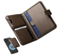 Stouchi Passport Holder Airtag Wallet, AirTag RFID High-Grade Vegan Leather Travel Wallet with Detachable Magnetic Card Case & Quick-Extract Strap (Coffee Brown)