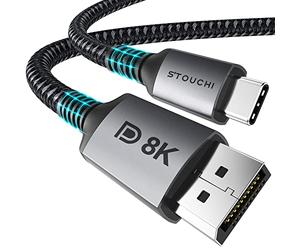Stouchi USB C DisplayPort 1.4 Cable 8K@60Hz 4K@144Hz/120Hz 5K@60Hz 2K@240Hz Thunderbolt 3 to DisplayPort HBR3 32.4Gbps Type C DP 1.4 for M1 MacBook Pro 2021 Mac Mini Dell XPS 1.2M/4Ft VESA Certified