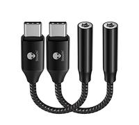 Stouchi USB C to 3.5mm Jack Adapter, USB C Headphone Audio Jack Adapter Type C to 3.5mm Hi-Fi DAC Compatible for i-Phone 15 Pro/Max,Samsung Galaxy S23/S22,Pad Air/Pro,Pixel 7,Pad mini-Black 2 Pack