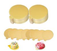 STOUCLA 100pcs 3.25" Mini Cake Boards,Round Gold Mousse Cake Boards, Reusable Cake Pastry Decorative Tools Kit for Wedding Birthday Party Pastry Decoration