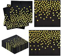 STOUCLA Napkins, 60 Sheets, Black with Silver Polka Dots, Ideal for Weddings, Parties & Events