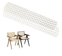 STOUCLA White Viennese Wicker, Rattan Fabric Roll, Rattan Webbing, Rattan Roll, Plastic PE Rattan Ribbon, Open Rattan Honeycomb Mesh for DIY Projects, Furniture Decoration, 40 x 100 cm