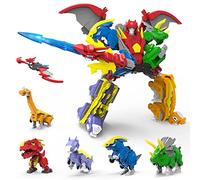 STOULKD 6 Shapes Dinosaur Transforming Robot Toys for Kids 6+, 6 Packs of STEM Transformed Action Figure,s 6-in-1 Dino-Robot Model Toys, Birthday Gifts for Boys Girls Age 6, 7, 8, 9, 10+ Years Old