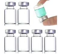 STOUUMOW 10 Pcs 10ml Sealed Sample Vials, Clear Bottom Headspace Vial, Transparent Glass Vials with Self Healing Injection Port