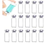 STOUUMOW 15 Pcs 3ml Sealed Sample Vials, Clear Bottom Headspace Vial, Transparent Glass Vials with Self Healing Injection Port,Leak Proof for Scientific, Perfume, Essential Oils