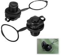 STOUUMOW 2 Pcs Inflatable Boat Air Valve, Boston Spiral Air Plugs Quick Inflate & Deflate Screw Nozzle Cap Anti-leakage Bungs Replacement for Airbeds, Kayak,Hot Tub, Raft, Dinghy, Pool Boat(Black)