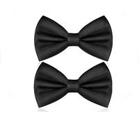 STOUUMOW 2pcs Classic Solid Color Pre-Tied Bow Tie for Men, Satin Tuxedo Bowtie, Adjustable Formal Neck Bowtie for Weddings and Parties