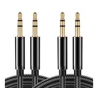 STOUUMOW 3.5mm Audio Cable, 2pcs Mini Jack Male to Male Audio Cable, Nylon Braided Aux Lead for Car, Smartphone, Laptop, Home Stereo