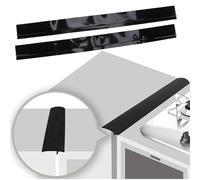 Stove Counter Gap Cover, 2 Pack Silicone Stove Gap Cover Heat Resistant Metal Oven Gap Filler Cooker Top Seal Strips for Kitchen Countertop Stovetop Worktop, 25inch Black