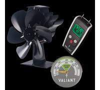 Stove Fan, Magnetic Stove Thermometer and Moisture Meter Valiant Black One Size