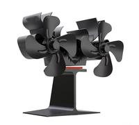 Stove fan with double head 8 blade design, thermal powered fireplace fan for better heat circulation and reduced fuel usage