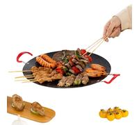 Stove Grill, Indoor Grill - Korean Camping Stove Grill,Korean Grill,BBQ Grill Plate with Silicone Handle,Round Outdoor Camping Pan