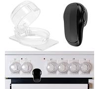 Stove Knob Covers with Oven Door Child Safety Lock, 7 pcs, for Knobs with max. Ø 1.9", 1.57" Height, 2.4" Knob Distance Center-Center, Childproof Oven Door and Stove Knob Lock Set, Oven Baby Guard