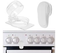 Stove Knob Covers with Oven Door Child Safety Lock, 7 pcs, for Knobs with max. Ø 1.9", 1.57" Height, 2.4" Knob Distance Center-Center, Childproof Oven Door and Stove Knob Lock Set, Oven Baby Guard