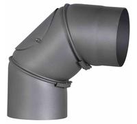 FIREFIX RD150/B Stove Pipe Bend 2 mm Thick Steel (Smoke Tube) 150mm Diameter for Fireplaces and Fireplaces Senotherm Dark Grey Adjustable 0-90 Degrees with Cleaning Door Black