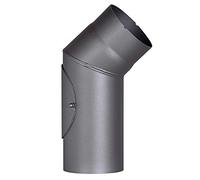 Stove Pipe Elbow 2 mm Thick Steel (Smoke Tube) 130 mm Diameter for Fis and Fis Senotherm Dark Grey 45 Degrees with Cleaning Door