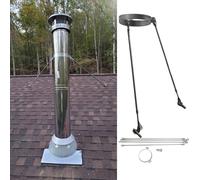 Stove Pipe Support Bracket Set, Extended Chimney Support Kit with Hoop, Connectable Legs, Bolts, Wall/Floor Brace for Roof