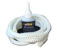 Stove Rope 10mm 3 Metres Long & Advanced Formula Hi Temp Adhesive Glue Stove Repair Kit