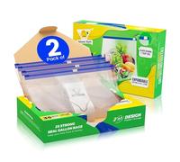 Stove Sun™ 2 Pack 35 Large Reusable Ziplock Bags Each | Expandable Bottom Stand and Fill Food Storage Bags | BPA Free, 1 Gallon (4.55L), W28.8 x L30.6+3cm bottom