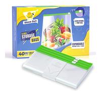 Stove Sun™ 40 Small Ziplock Freezer Bags | Smart Reuseable Food Bags | Clear and Tight Seal | Food Storage Bags With Expandable Stand & Fill Bottom | BPA Free Zip lock Bags (W22 x L23+3cm bottom)